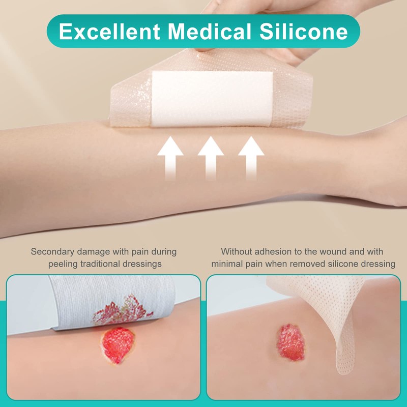 Dimora Silicone Foam Dressing with Border Adhesive 4"x4" Wound Dressing