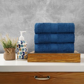 LANE LINEN Washcloths 24 Pack - 100% Cotton Wash Cloths for Showering, Highly Absorbent Face Wash Cloth, Premium Spa & Hotel Quality Wash Clothes - Navy