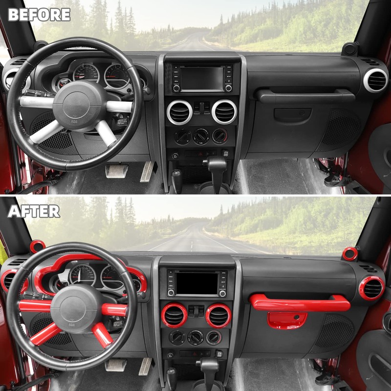 SQQP Carbon Fiber 14PCS Full Set Interior Trim Kit for