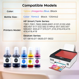 Tiampuk 5-Pack Compatible 31/32XL Ink Bottle Refill Kit – an Economical Printing Solution for Multiple Mainstream Inkjet Printers