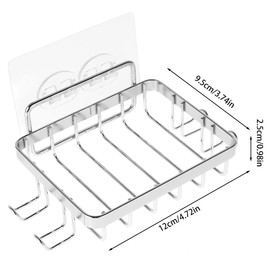 Soporte para jabonera de acero inoxidable 304 con doble gancho calcomanía montado en la pared, protector de jabón impermeable para ducha, baño, cocina