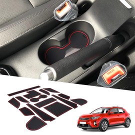 BIXUAN Stonic 2024 Compatible with Kia Stonic 2018-2022 2023 2024 2025 Non-Slip Mats Centre Console Armrest Rubber Mats Drink Holder Mat Operating Lance Non-Slip Door Seam Pack of 15 Mats