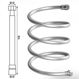 Tech Traders PVC Smooth Shower Hose 2m(79”) inch Long Anti-Twist Universal Replacement Flexible and Leak Proof Silver