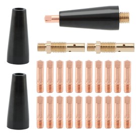 24PCS Flux Core Gasless Nozzle Welding Kit,KP1939-1 Flux-Core-Flux-Core Gasless Nozzle Contact Tips Replacement MIG Welder Accessories for Welder Gun (0.030"(0.8mm) Accessory Kit)