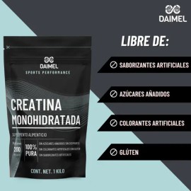 Creatina Monohidratada Daimel 1kg 200 Porciones Sin Sabor Natural