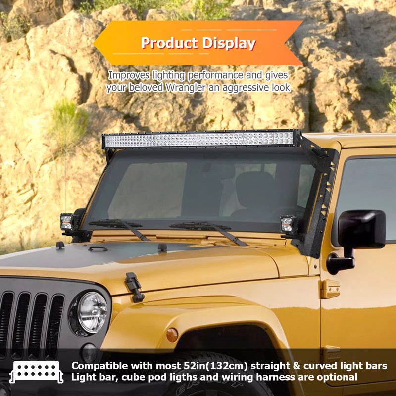 WEISEN For Jeep Wrangler JK 2007-2017 52'' Front Windshield LED