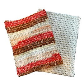 Double Stitch - Thermal Stitch Potholders - Retro Pattern - Ecru/Stripe - 100% cotton - Trivet - Set of 2