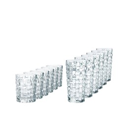 Nachtmann Spiegelau Bossa Nova 12-Piece Drinkware Set - Highball & Lowball Glasses, Basketweave Design, Dishwasher Safe Crystal Glass - Ideal for Cocktails & Whiskies, Restaurant & Barware Essentials