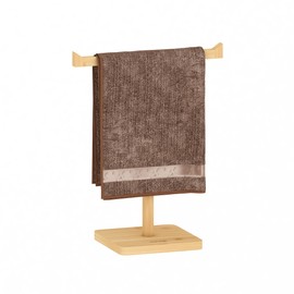 Adhoklop Towel Rack T-Shape Hand Holder, Bamboo Standing Towel Rack for Bathroom Kitchen Vanity Countertop