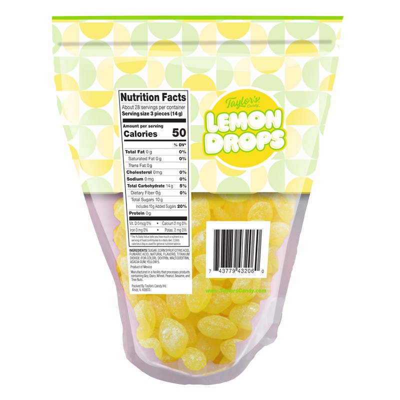 Lemon Drops, Naturally Flavored Hard Candy, 4/10.5 oz Re-Sealable Bags