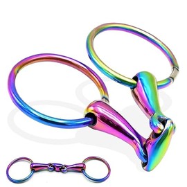 AAProTools Rainbow Multi Color Horse Bit Loose Ring Lozenge Fat Link Stainless Steel Snaffle Equestrian Tack Shows BT-0105