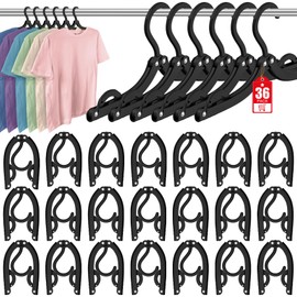 36 Pcs Travel Hangers Cruise Ship Essentials Portable Foldable Travel Accessories Hanger Organizer, Plastic Clothes Hanging Rack Folding Hangers for Traveling Camping RV Cruises, Black