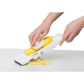 Benriner BN-64 BN-64W-1 Mandolin Vegetable Slicer, ABS Plastic, 3 Interchangeable Blades, White, Classic