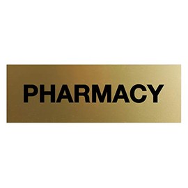 Signs ByLITA - Señal de farmacia básica, Oro cepillado, Medium (2.5" x 7")