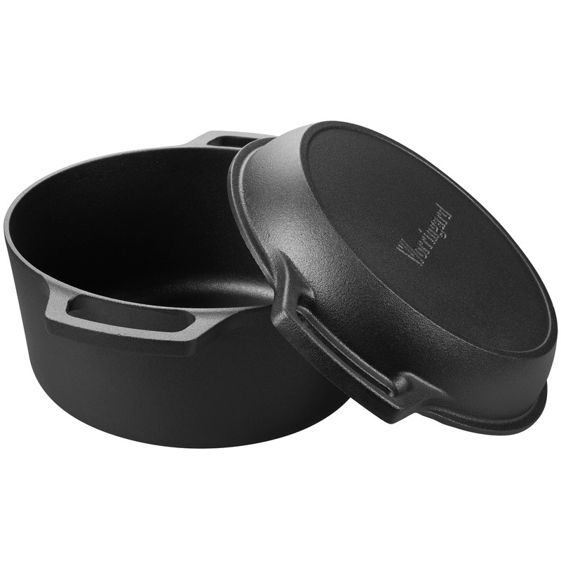 VORRINGARD Pre-seasoned Cast Iron Double Dutch Oven Pot with Skillet