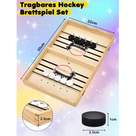Willingood Hockey Brettspiel, Holz Sling Puck Spiel, Zwei-Spieler-Brettspiel,Tischhockey, Schnell Bouncing Brettspiel, Portable Schachbrettset Partyspiele Tisch-Desktop-Spiel