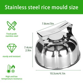 Stainless Steel Rice Mold, Petal Mold, Burnt Rice Press Mold, Rice Mold for Japanese Cooking, Tableware Decoration, Kitchen Accessories, Kitchen Accessories, 2 Pieces (Silver)
