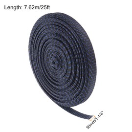 Rebower 100ft PET Expandable Wire Loom 3/4 Inch, PET Braided Wire Sleeving Cable Management Sleeve Tubing [for Audio Video Home Office Cord Protector]-Black, Blue