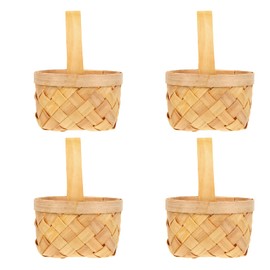 Small Wicker Basket with Handle 4pcs Woven Storage Baskets Wedding Flower Girl Basket Rustic Decorative Flower Basket Empty Basket Candy Storage Basket (S) Small Woven Basket with Handle