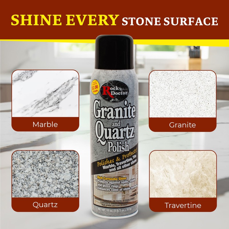 Rock Doctor Granite Polish Spray and Surface,18oz.Can Polish Tile, Marble,
