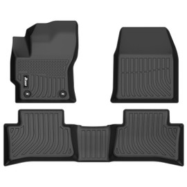 IKON MOTORSPORTS 3D TPE Floor Mats, Compatible with 2022-2025 Toyota Corolla Cross FWD (Not Fit Hybrid), All Weather Waterproof Anti-Slip Floor Liners, Front & 2nd Row Full Set Accessories, Black