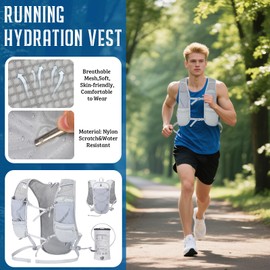 Lightweight Running Hydration Vest for Women Men, Breathable Adjustable Hydration Backpack with 1.5L Water Bladder Bag for Hiking, Trail, Running, Marathons, Cycling