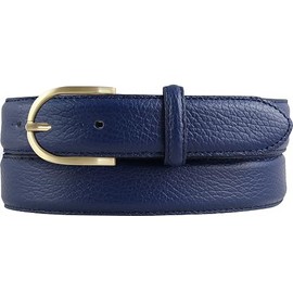 BELTINGER Ladies Italian Belt 30mm Wide Ladies Chino Belt Trouser Belt Textured Leather Buckle Gold, Blue, Gold