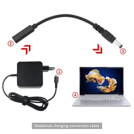 YINETTECH Type-C to DC 5.5 x 2.1 mm Power PD Charge Cable Compatible with Laptop 18-20 V Compatible with ThinkPad X1 Carbon Power Plug PD Emulator Trigger Charge Cable Pack of 2