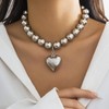 Chunky Puffy Heart Choker Necklace Punk Big Heart Pendant Adjustable