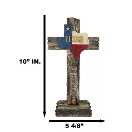 Rustic Western Patriotic Lone Star State Map God Bless Texas Standing Cross