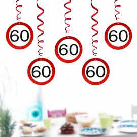 WenmthG - 60th Birthday Garlands - Garland Decoration 60th Birthday Woman Man - Traffic Sign Party Supplies for 60th Birthday Anniversary