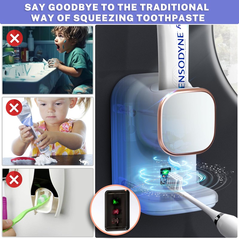 Automatic Toothpaste Dispenser,Wall Mounted Electric Toothpaste Dispenser for Kids and