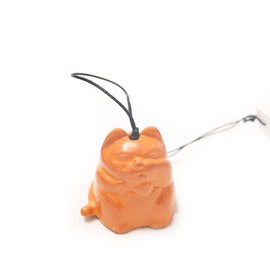 Oavand Cute Cat Japanese Traditional Lucky Small Wind Chimes for Outside, Iwachu Cast Iron Bless Temple Wind Bell Memorial and Sympathy Wind Chimes Indoor Garden Bell, Patio, Balcony Orange