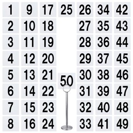 SALUDABLE Plastic Table Number Stand Plate Place Cards Number Numbers (Table No. 1-50)