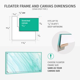 Pixy Canvas Floater Frame 8x24 for 3/4 (0.75) inch Deep Canvas Paintings/Canvas Prints/Wood Canvas Panels/Wall Art/Wall Decor/Home Decor/Artwork (Black, 8 x 24 inch, Landscape)