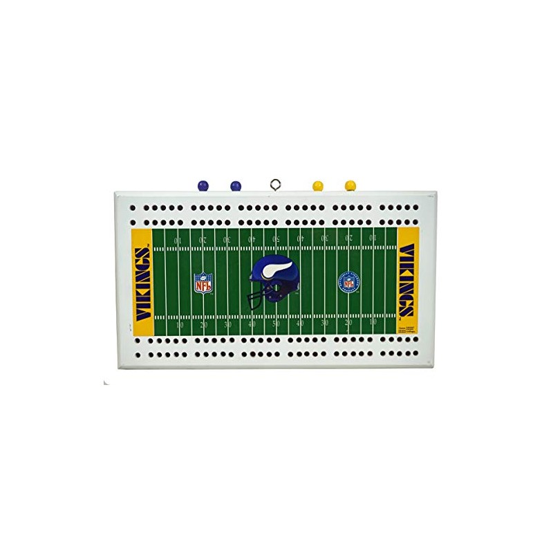 Rico Minnesota Football Vikings 2-Track Wooden Field Cribbage Board