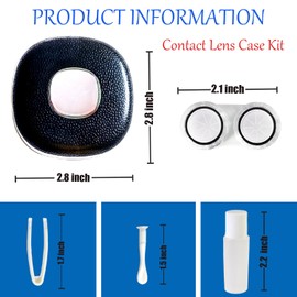 Erewa Contact Lens Case Kit with Mirror Durable, and 3pcs Extra Solution Soaking Cases for Travel Daily Outdoor(Black)