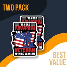 I'm a Dad Pawpaw and a Veteran Sticker - Patriotic Military Veteran Sticker - Armed Forces Pride Vinyl Decal - Dad Pawpaw Gift - Durable Decorative Design for Home or - AAS1002