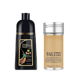 Negro- Shampoo Tinte Instantaneo Para Cabello Cubre Canas Natural Jengibre 500Ml - Champ Instant Hair Dye Color Para Teir El Cabello 3 En 1 Coloracin 