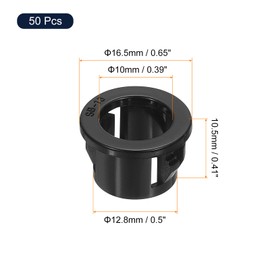 uxcell 50Pcs 12.8mm(1/2") Cable Snap Bushing Grommet, Round Hose Cable Snap Bushing Hole Plugs Locking Protector for Cables and Wires, Black