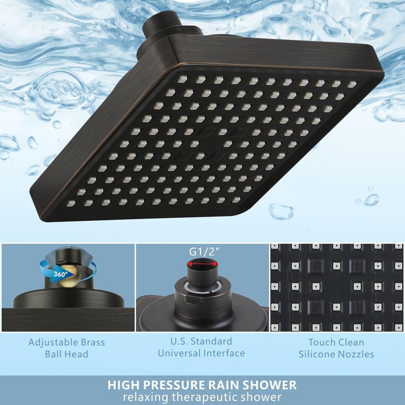 Nuodan High Pressure Rain Shower Head with Filtered - 6"