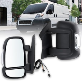 Lqito Left Driver Side Mirror Compatible with 2014-2025 Ram Promaster 1500/2500/3500 with Power Glass Heated with Temperature Sensor turn signal light manual folding Replace 5VE99JXWAD(8+2Pins)