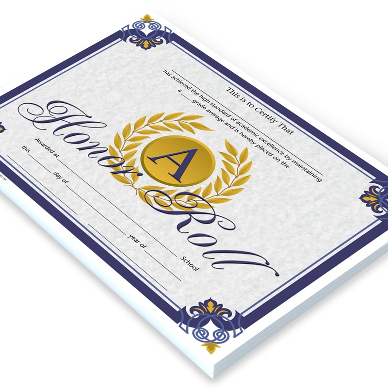 Hayes "A" Honor Roll Certificate, Academic Achievement Awards for Students,