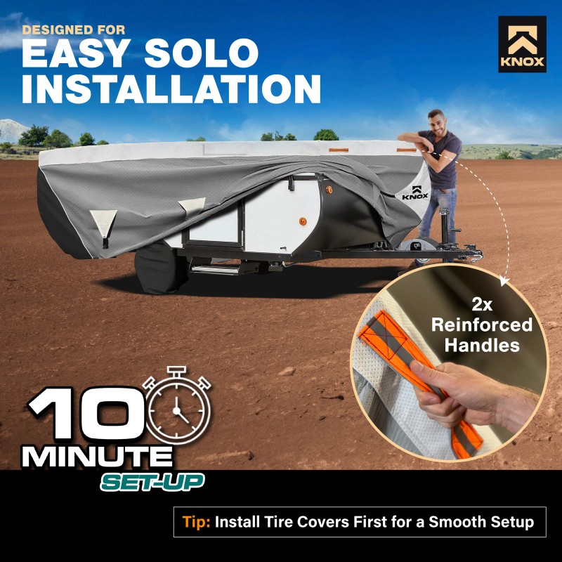 KNOX 3rd Gen Pop up Folding Camper RV Cover, Anti-Tear