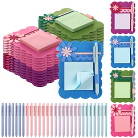 Thenshop 24 Set Teacher Employee Appreciation Gifts in Bulk Felt Sticky Notes with 24 Pens Back to School Thank You Gifts Sticky Note Organizer for Teacher Coworker Employee Office Supplies