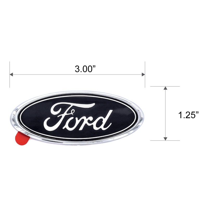 Ford Black Oval Decorative Logo Chrome Plated Plastic Emblem.