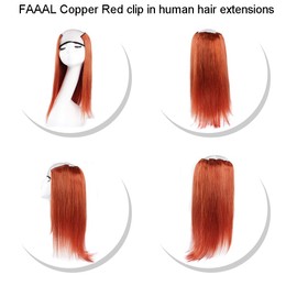 18" Clip in Human Hair Extensions Full Head 150g 7 Pieces 16 Clips #350 Copper Red Double Weft Brazilian Real Remy Hair Extensions Thick Straight Silky (18" 150g, 350)