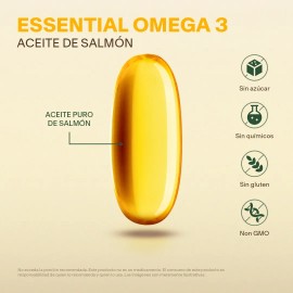 VITAL BOTANICS - Suplemento Alimenticio - Omega 3 - Aceite Puro de Salmn Vitamina E - 120 Cpsulas 1.2 g - Multivitamnico Mujeres y Hombres - 4 Meses