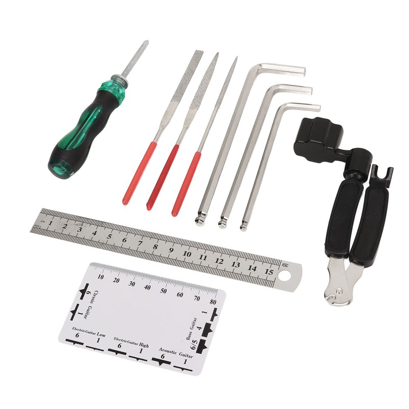 Guitar Maintenance Tool Kit Hex Wrench File Screwdriver Ruler String