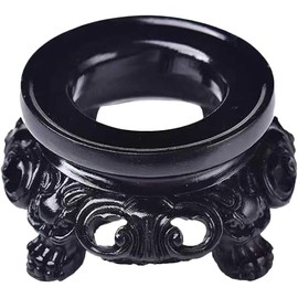 Ymhapp Black Wooden Display Stand for Crystal Sphere Quartz Ball Holder Hollow Wood Stand Base for Crystal Ball Sphere Globe Stone Decoration Display Pedestals Display Stands Home Decor Accents